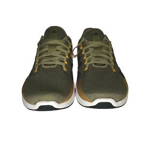 Green Adidas running shoe